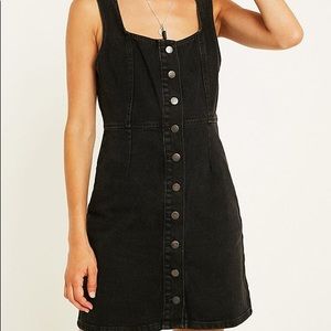UO Black Button-Through Denim Mini Dress